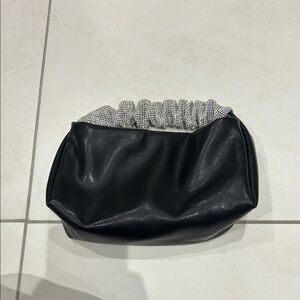Elegant Black Clutch with Silver Accents
